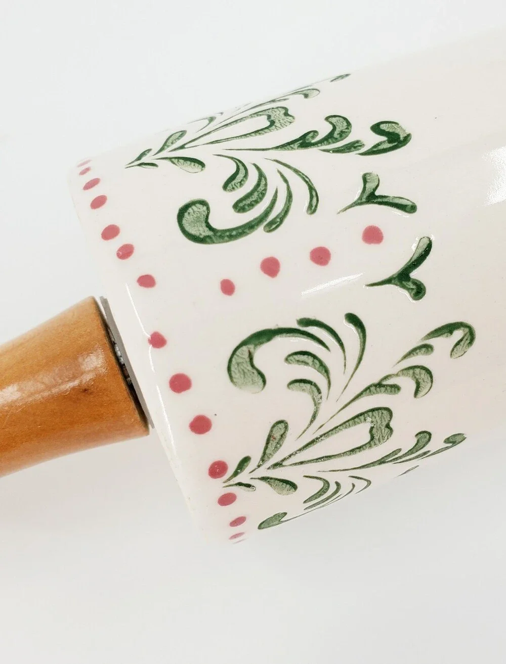 Anthroplogie Maelle Rolling Pin With Wood Handle - White, Green & Pink